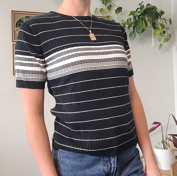Vintage Tops - Vintage striped knit Tshirt